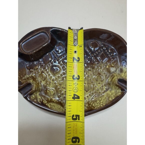 Vintage MCM Poker Patterned, Heart Shaped Ashtray, Dish, Gold And Brown - 1960s! - Picture 8 of 9